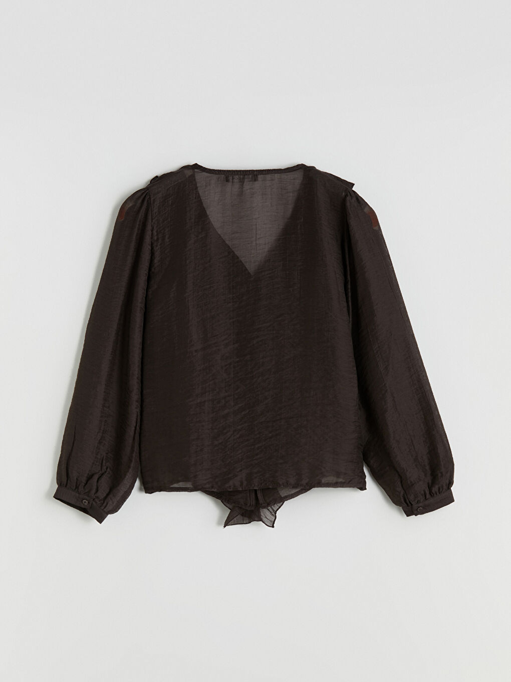 V Neck Frilled Chiffon Blouse-5