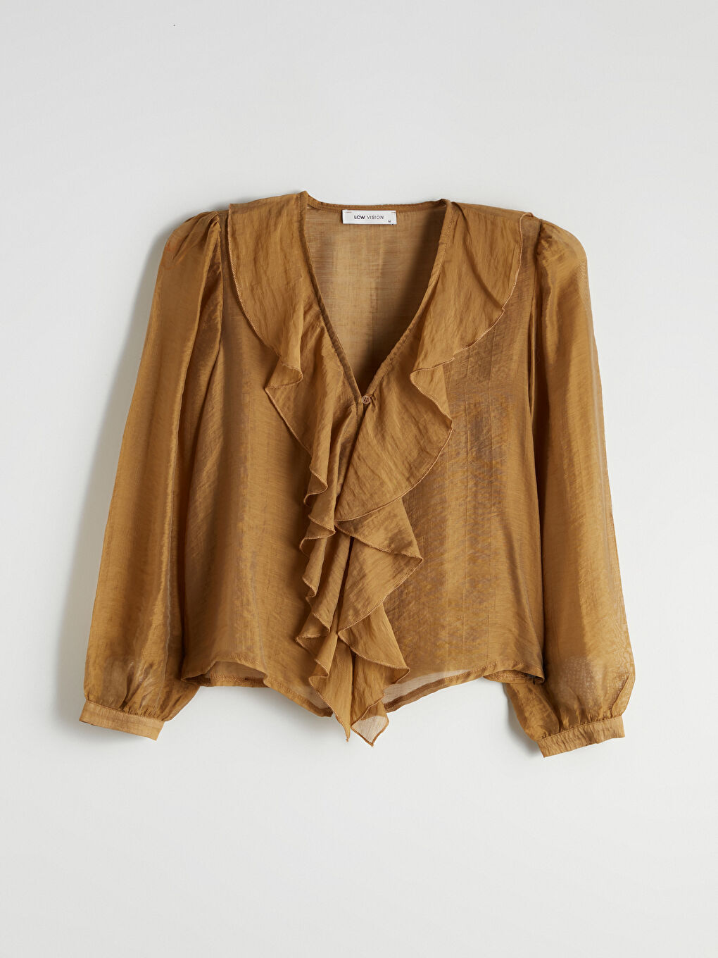 V Neck Frilled Chiffon Blouse-4