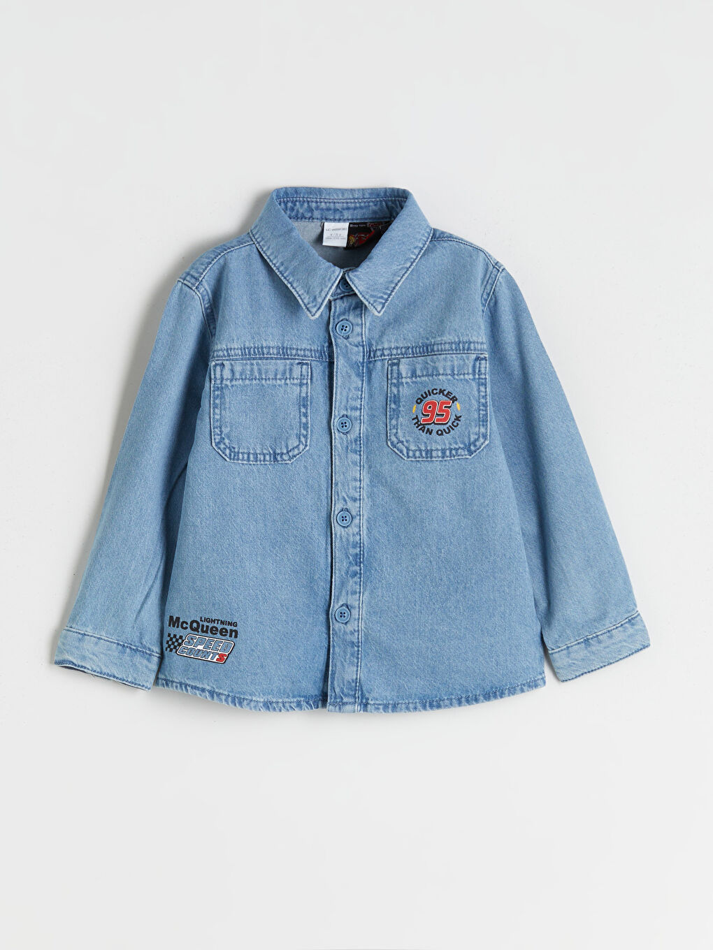 İndigo Cars Lisanslı Göğüs Cepli Erkek Çocuk Jean Gömlek