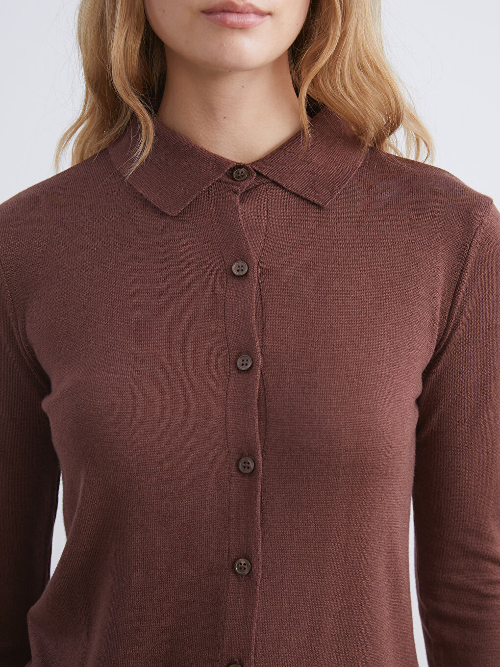Polo Neck Women's Knitwear Cardigan-2