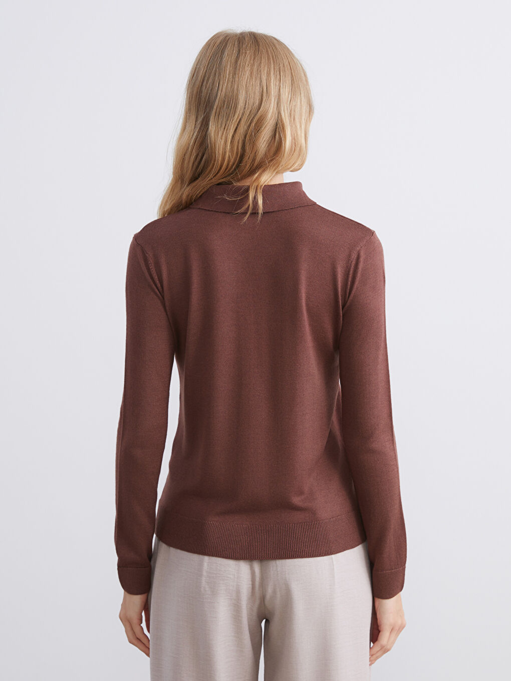 Polo Neck Women's Knitwear Cardigan-3
