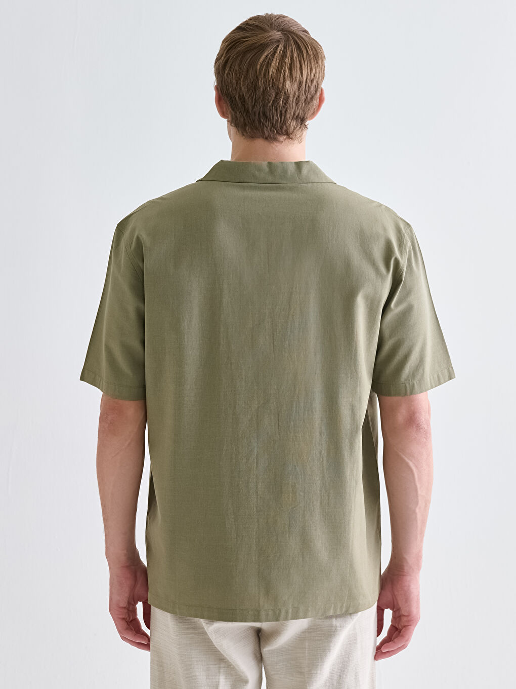 Yeşil Regular Fit Resort Yaka Kısa Kollu Erkek Gömlek-3