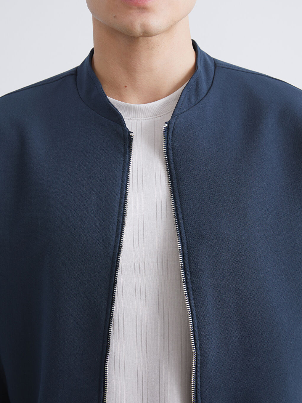 Petrol Standart Kalıp Kolej Yaka Erkek Mont-8