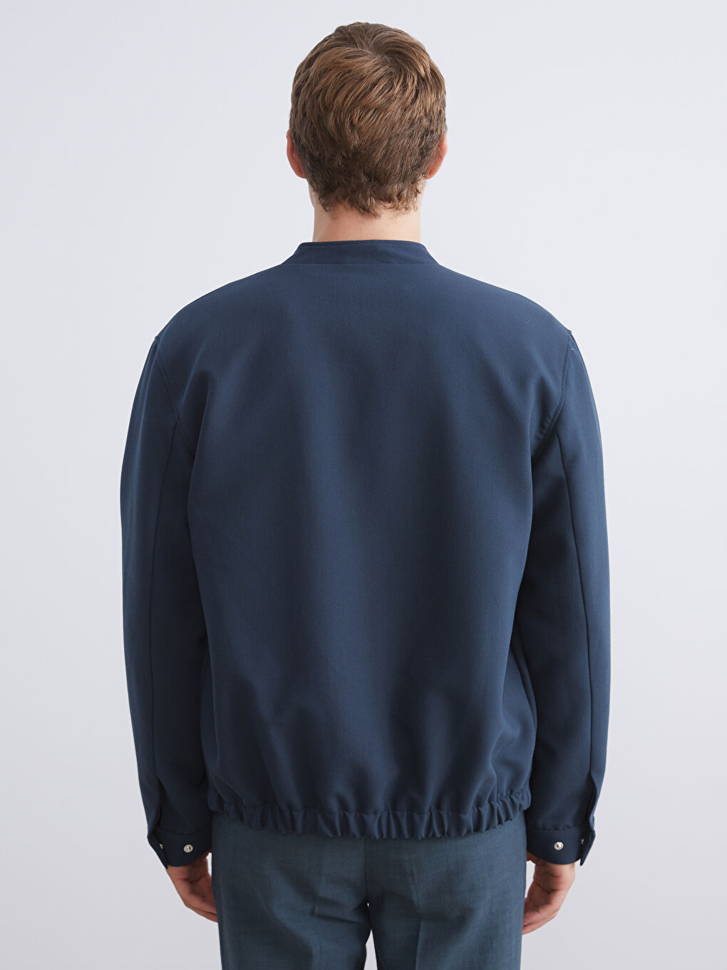 Petrol Standart Kalıp Kolej Yaka Erkek Mont-12