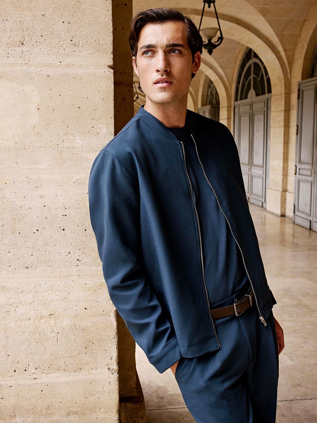 Petrol Standart Kalıp Kolej Yaka Erkek Mont