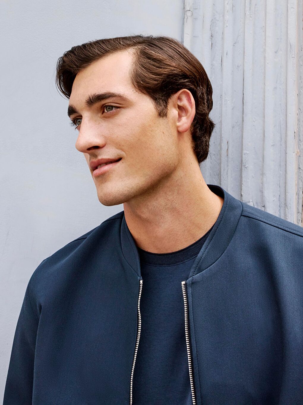 Petrol Standart Kalıp Kolej Yaka Erkek Mont-3