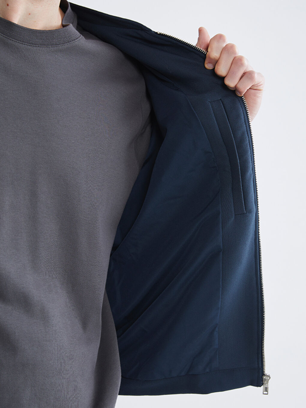 Petrol Standart Kalıp Kolej Yaka Erkek Mont-9