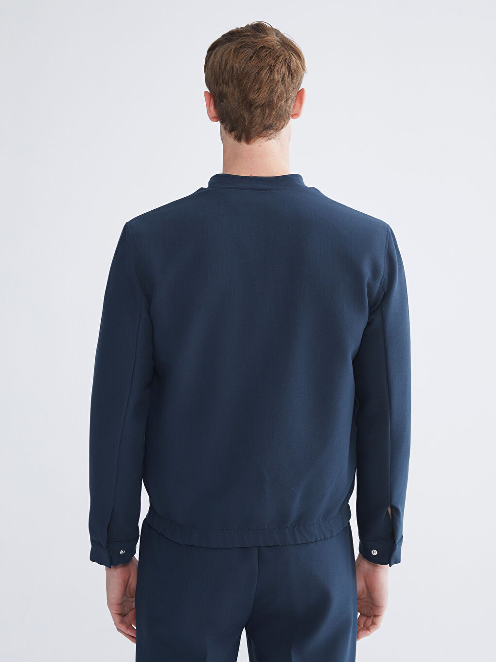 Petrol Standart Kalıp Kolej Yaka Erkek Mont-11