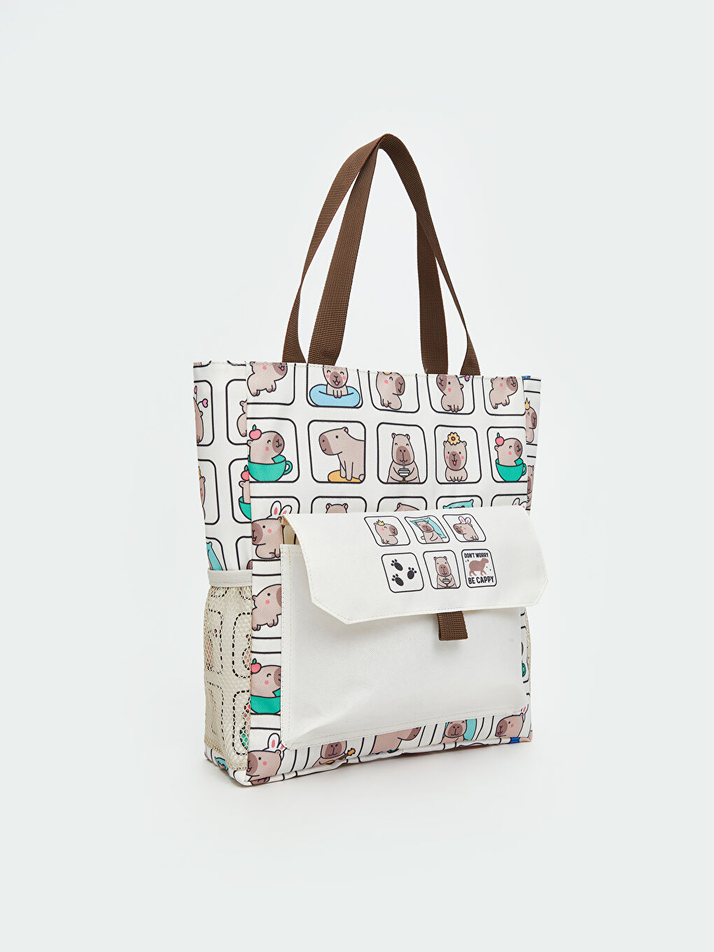 Ekru Baskılı Alışveriş Çantası-1