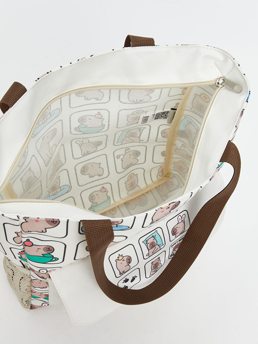 Ekru Baskılı Alışveriş Çantası-3