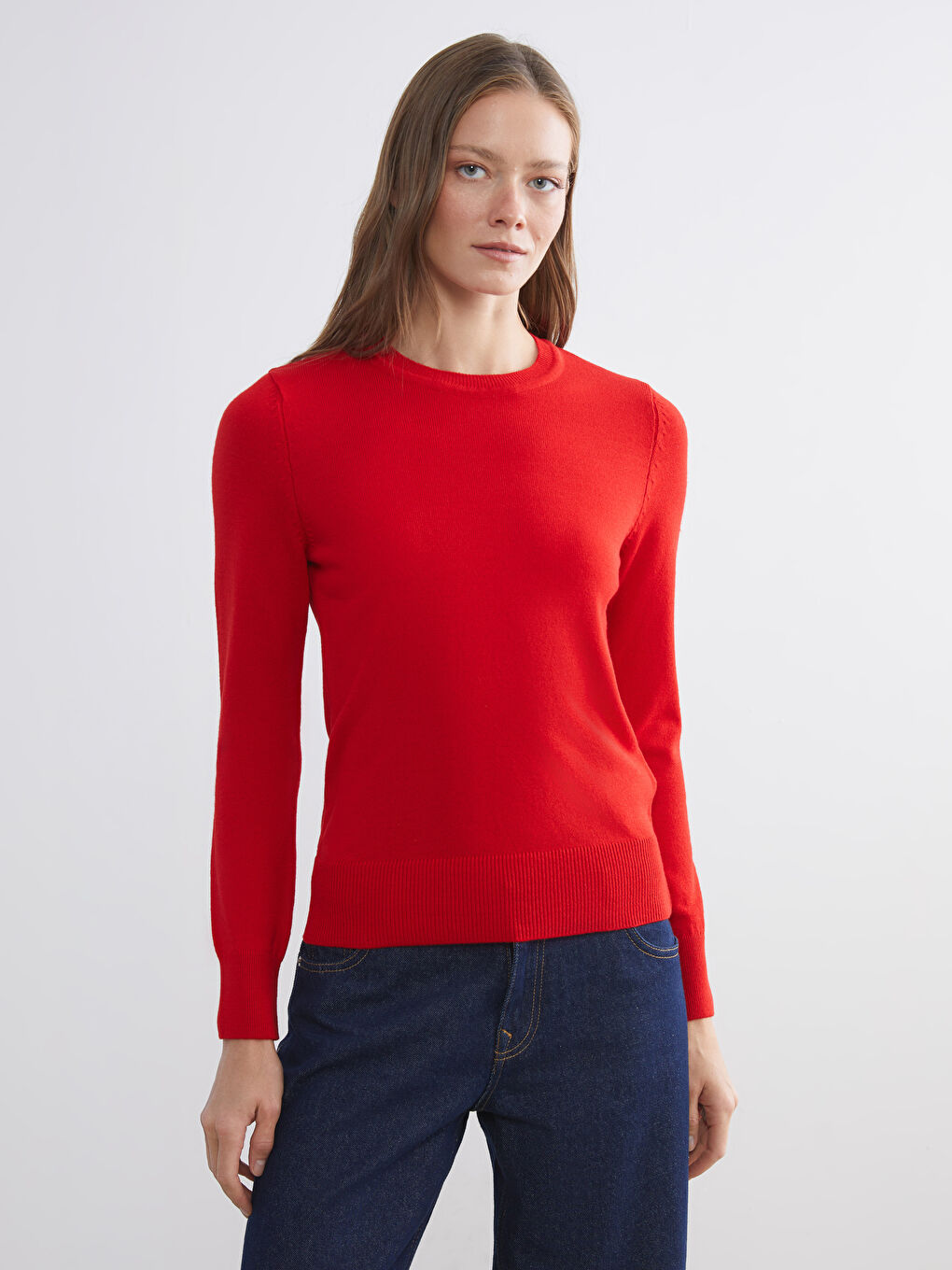 Crew Neck Women's Knitwear Sweater