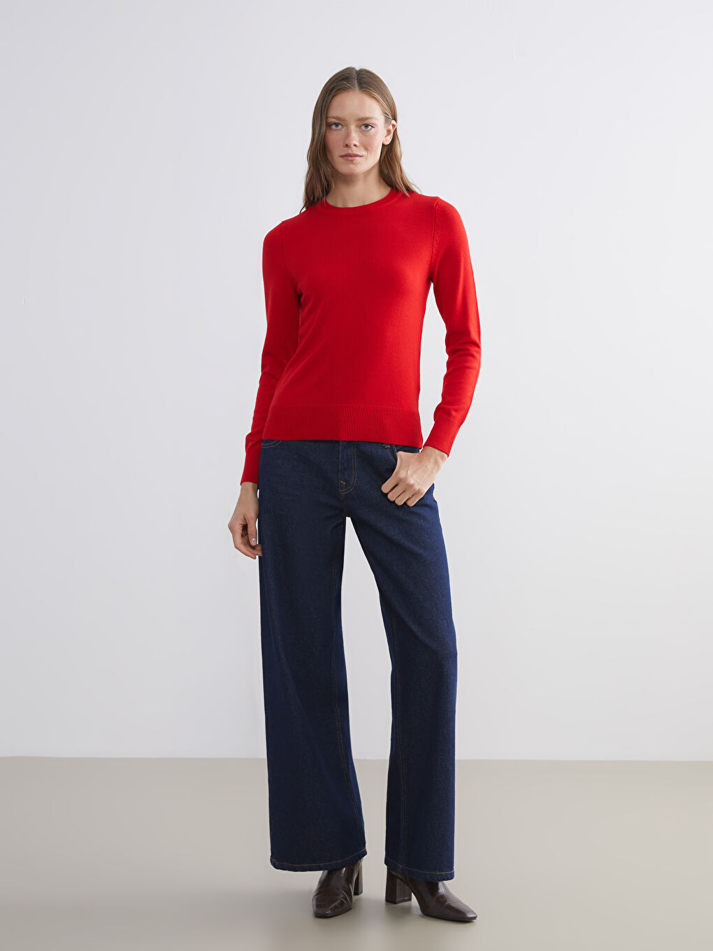 Crew Neck Women's Knitwear Sweater-1