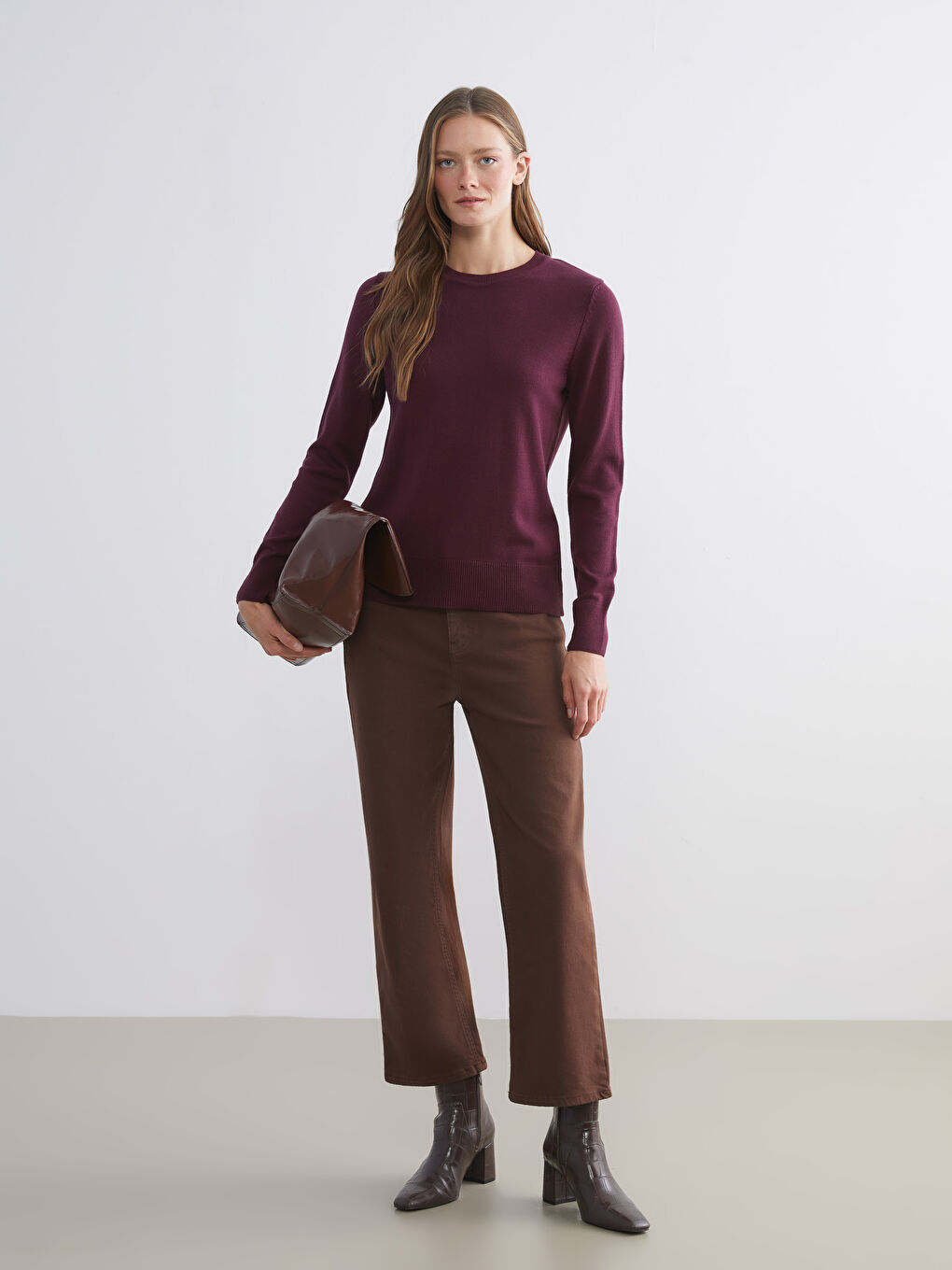 Crew Neck Women's Knitwear Sweater-1
