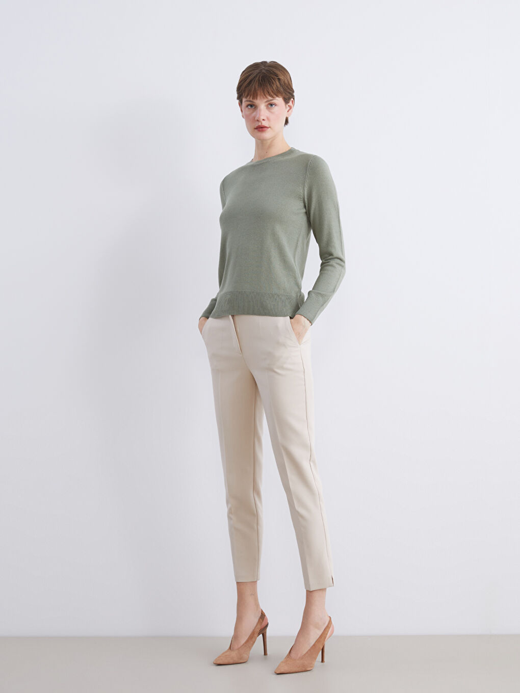 LCW Comfort Crew Neck Women's Knitwear Sweater -W5KD85Z8-DYG