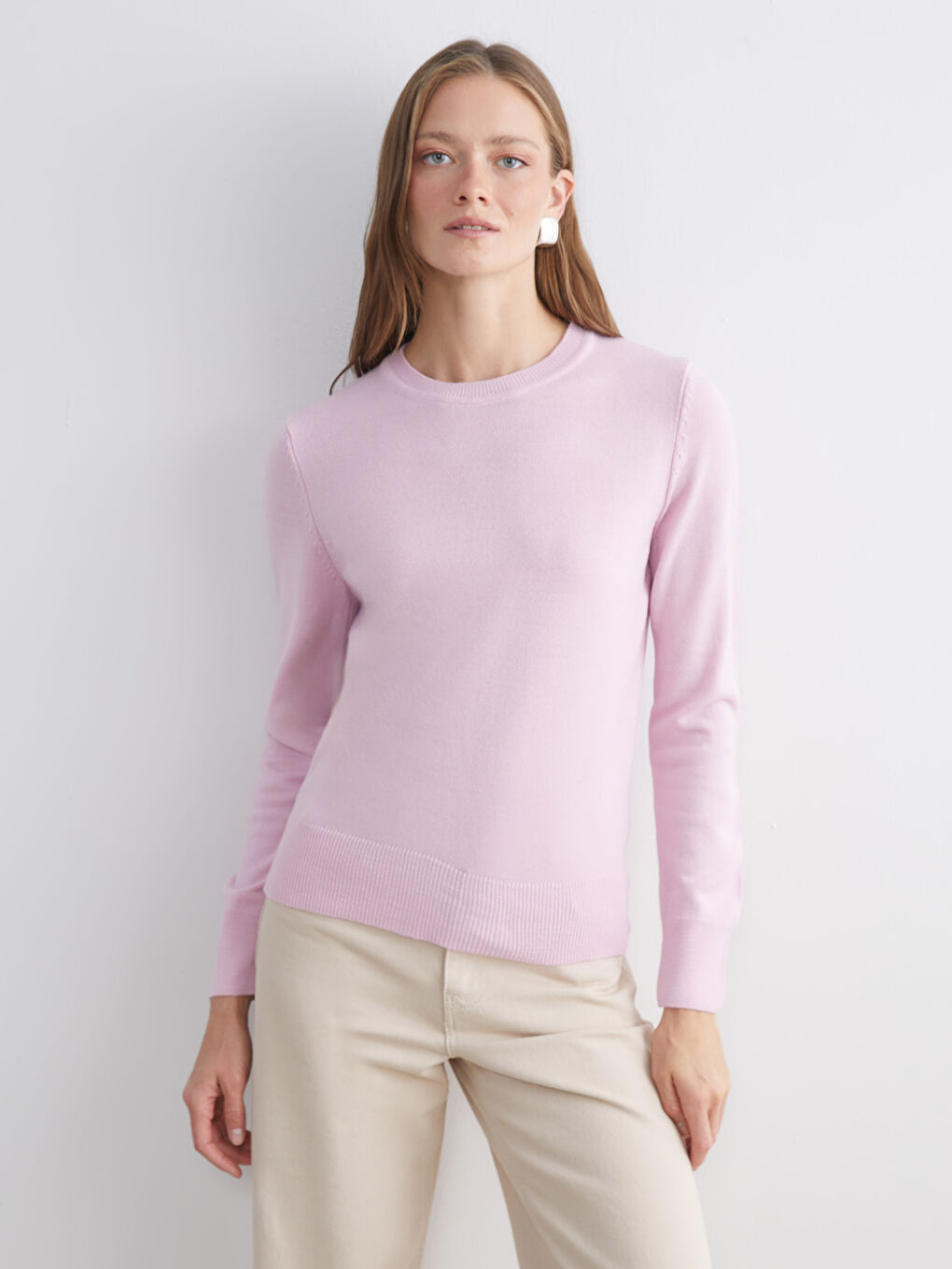 Crew Neck Women's Knitwear Sweater