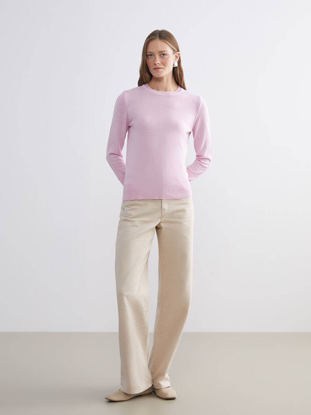 Crew Neck Women's Knitwear Sweater-1
