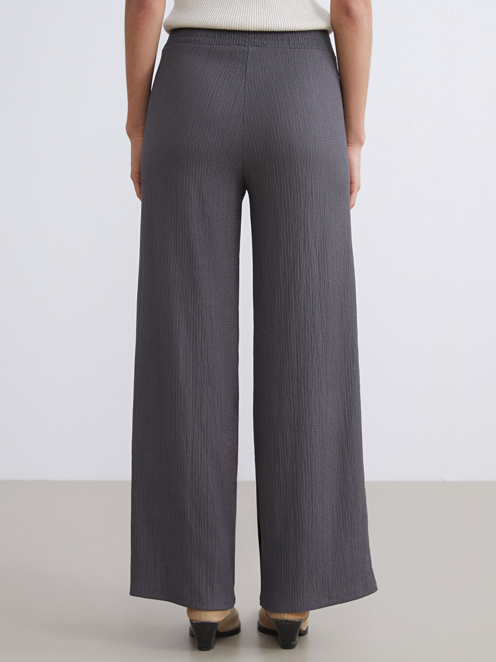 Elasticated Waist Textured Women's Trousers-3