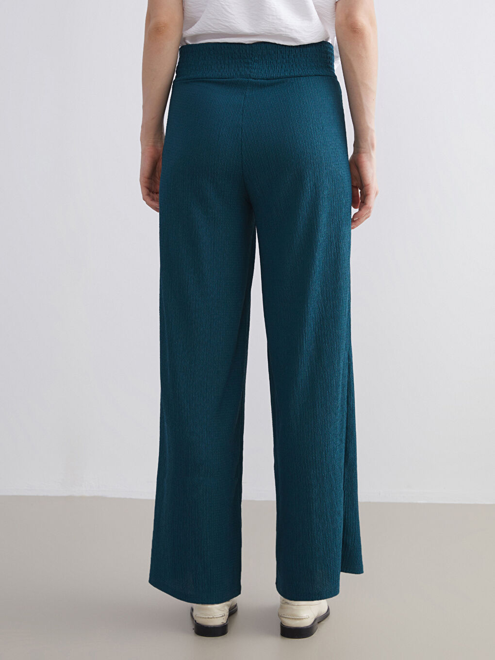 Elasticated Waist Textured Women's Trousers-3