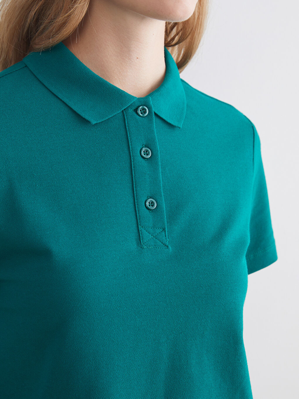 Yeşil Polo Yaka Kadın Tişört-2