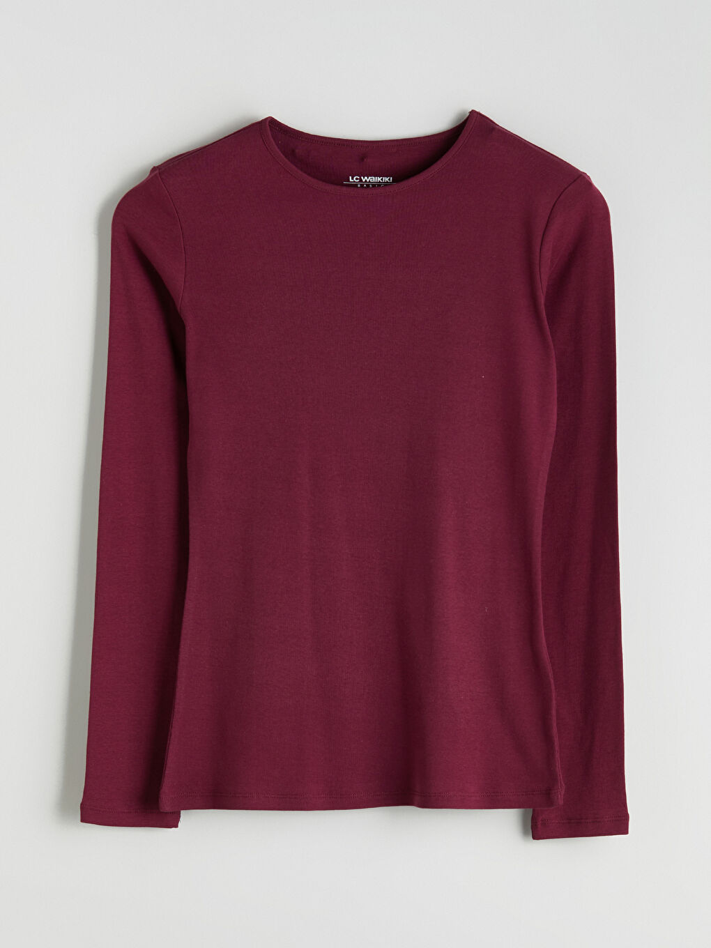 Bordo Büyük Beden Bisiklet Yaka Fitilli Kadın Tişört-6