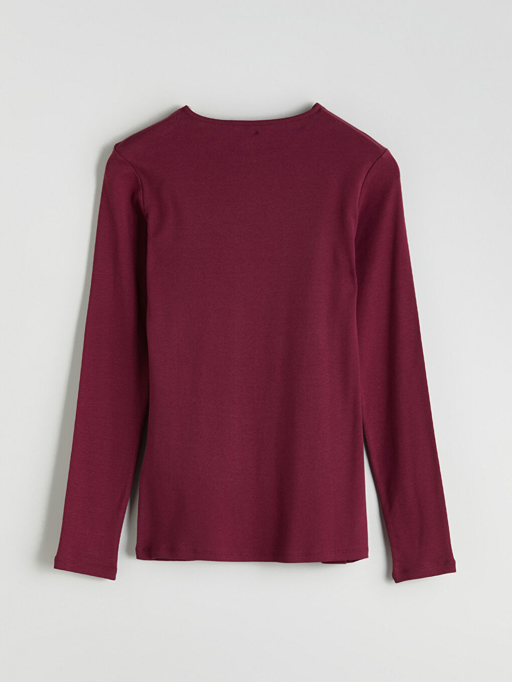 Bordo Büyük Beden Bisiklet Yaka Fitilli Kadın Tişört-7