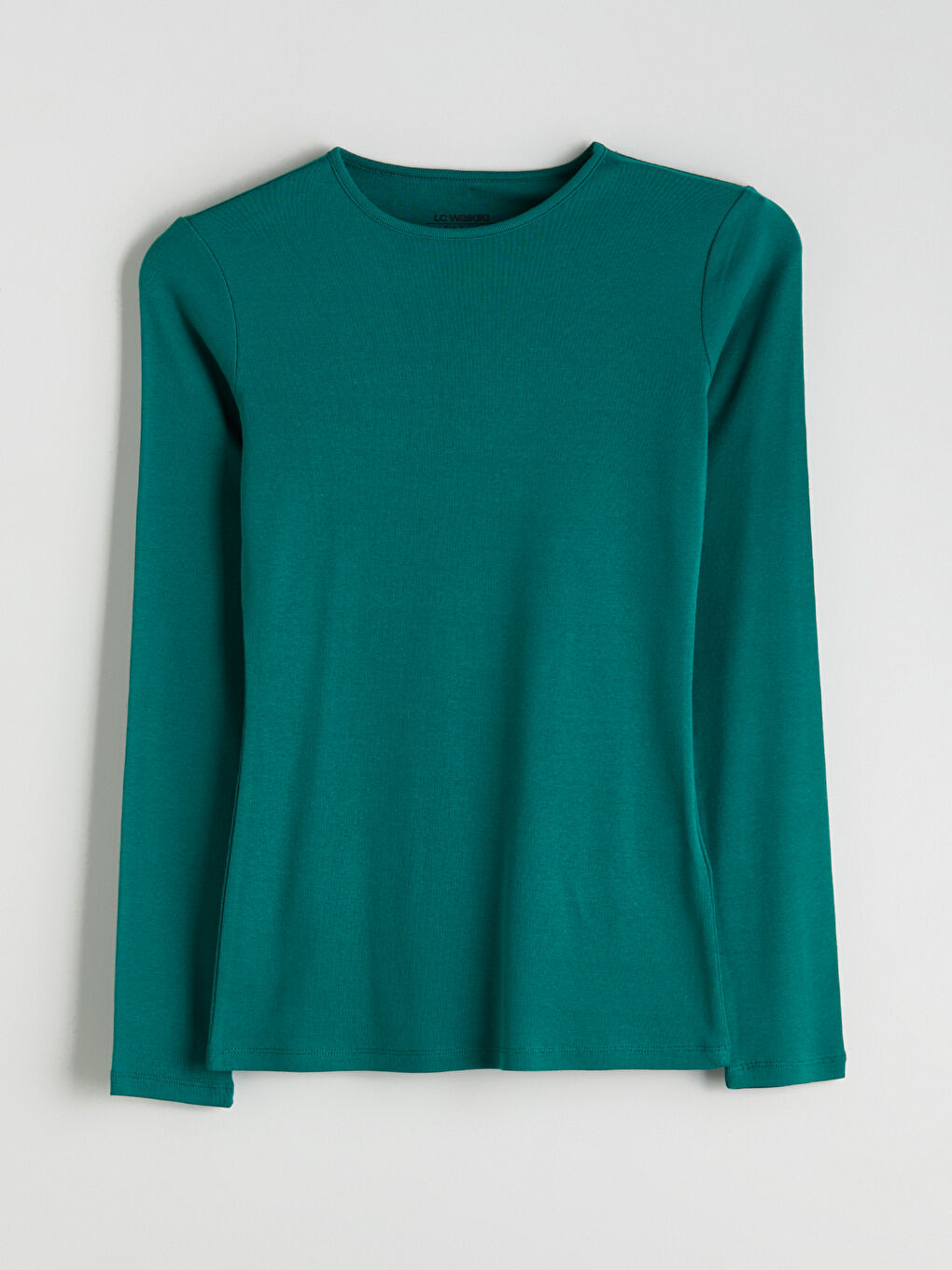 Yeşil Büyük Beden Bisiklet Yaka Fitilli Kadın Tişört-4