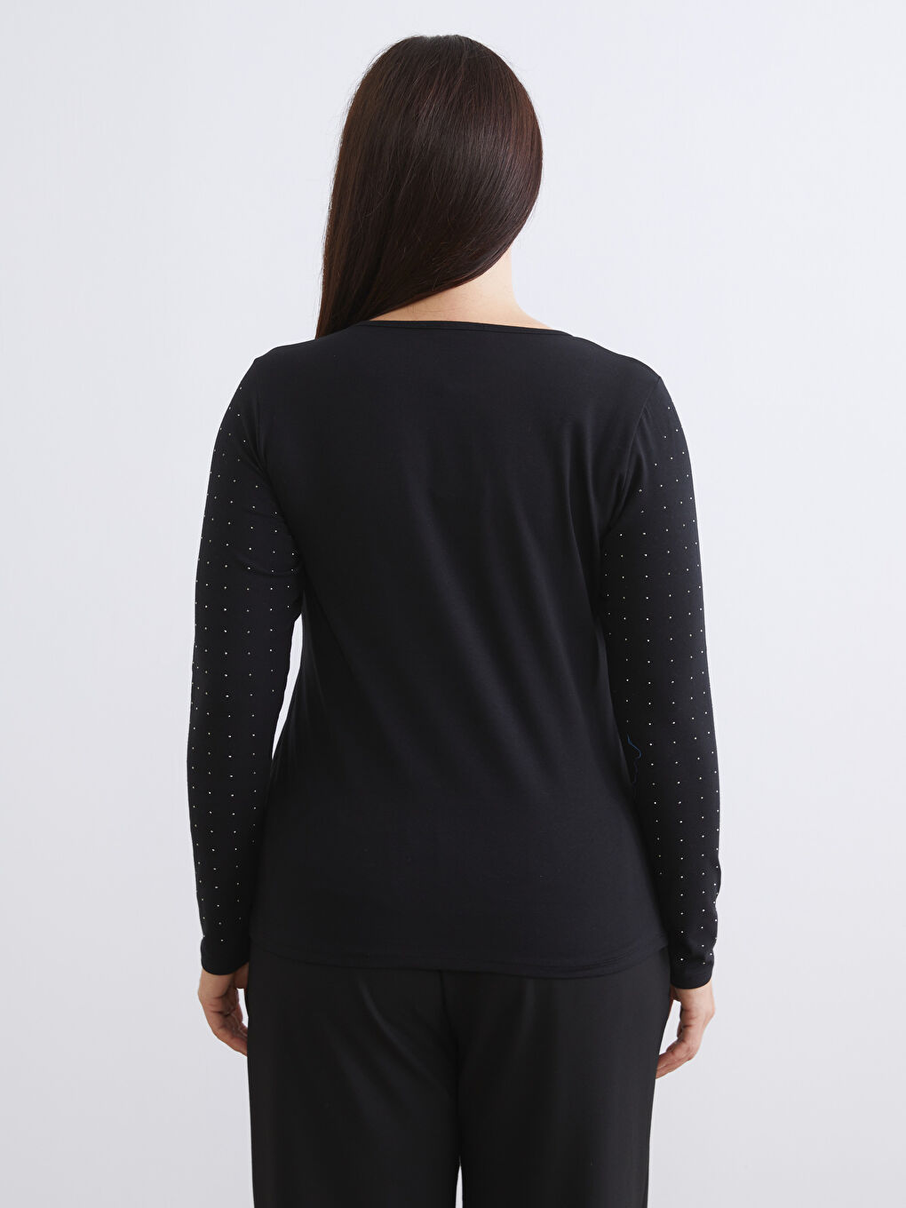 Majica sa okruglim izrezom ukrašena cirkonima za žene-5