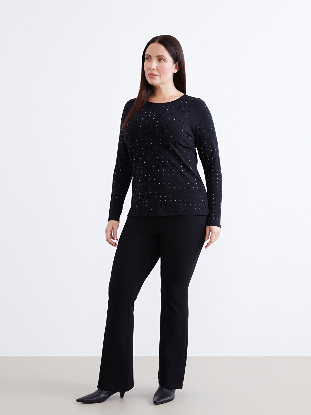 Majica sa okruglim izrezom ukrašena cirkonima za žene-2