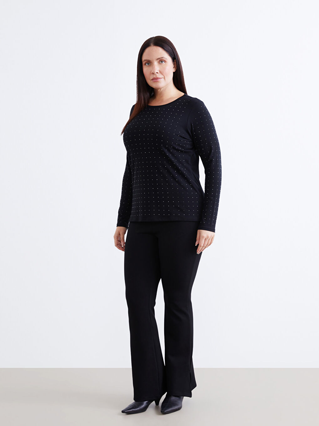 Majica sa okruglim izrezom ukrašena cirkonima za žene-4