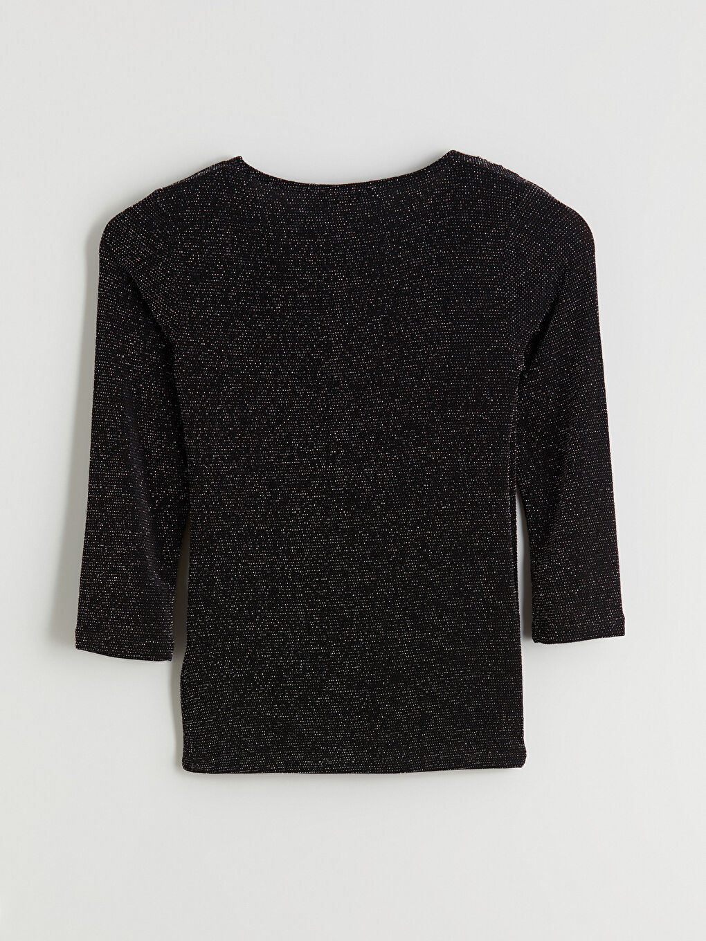 Siyah Kruvaze Yaka Parlak Görünümlü Bluz-7