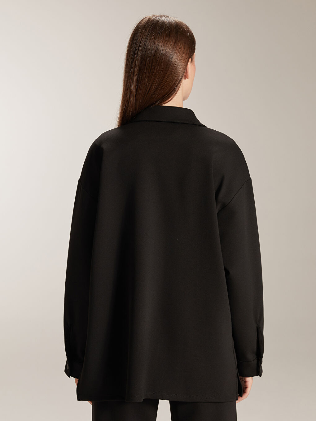Siyah Oversize Kadın Gömlek Ceket-7