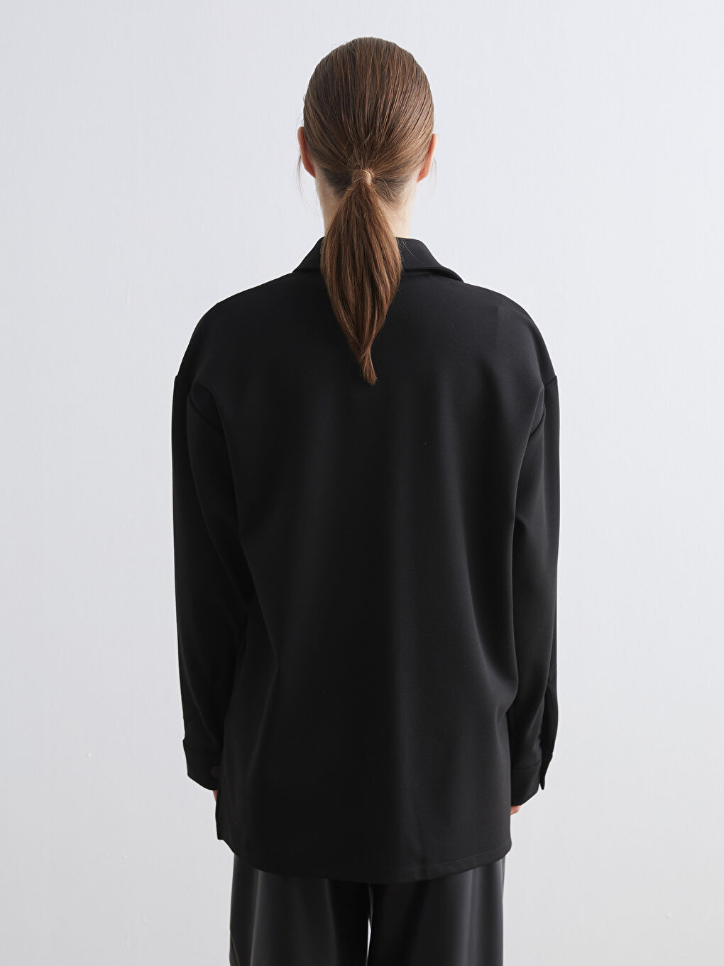 Siyah Oversize Kadın Gömlek Ceket-6
