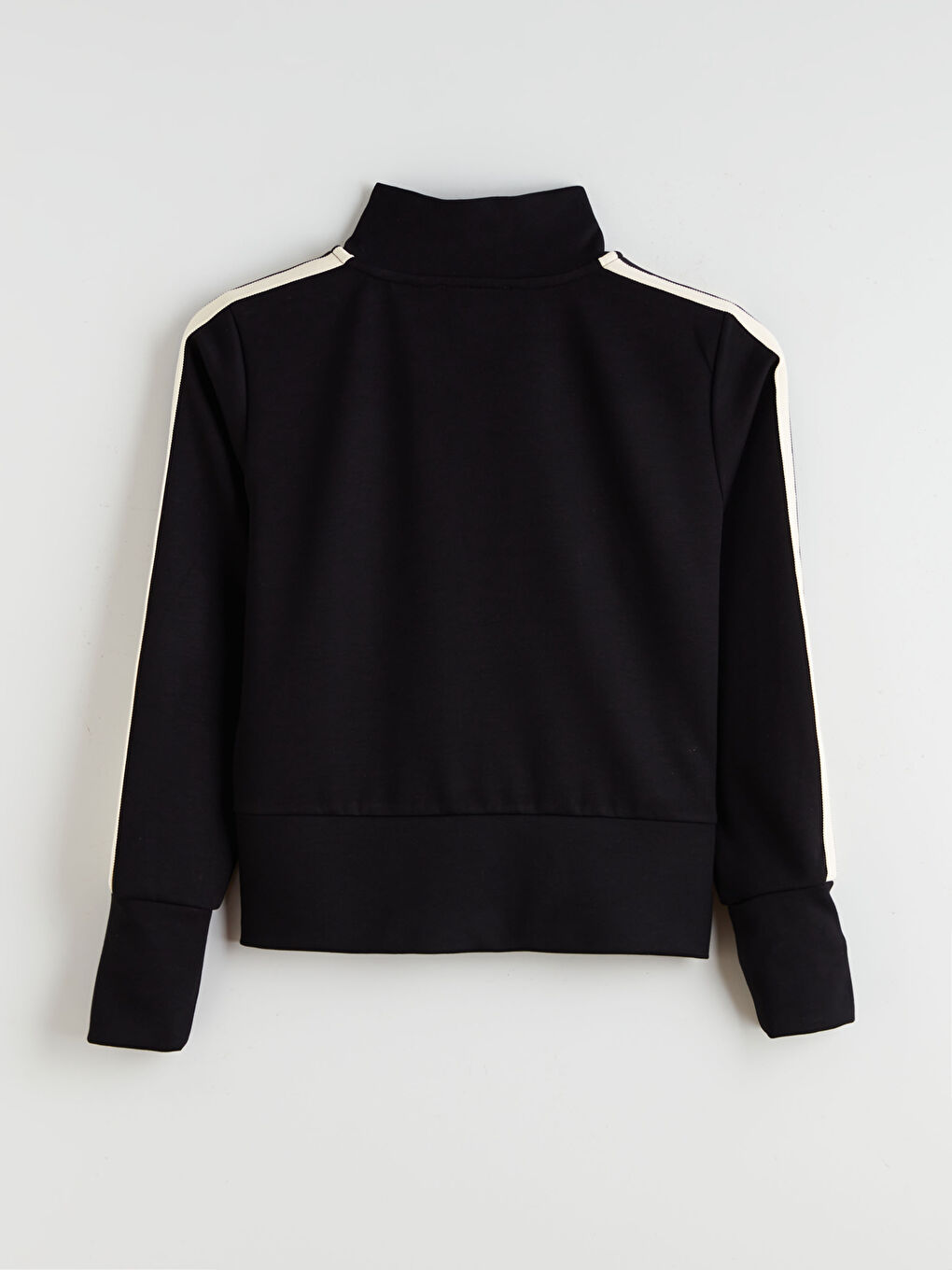 Siyah Dik Yaka Kadın Fermuarlı Sweatshirt-9