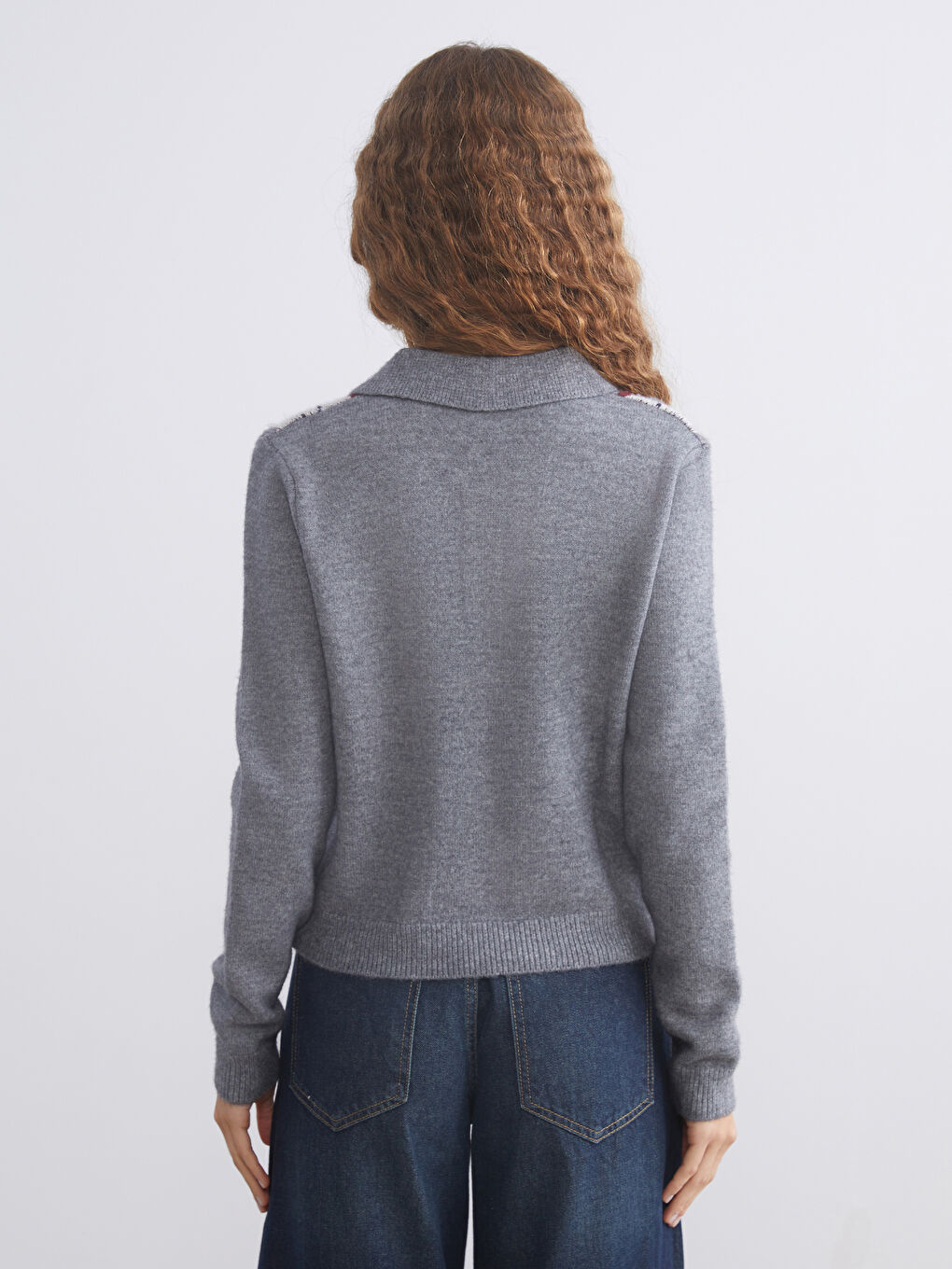 Polo Neck Argyle Pattern Women's Knitwear Sweater-3