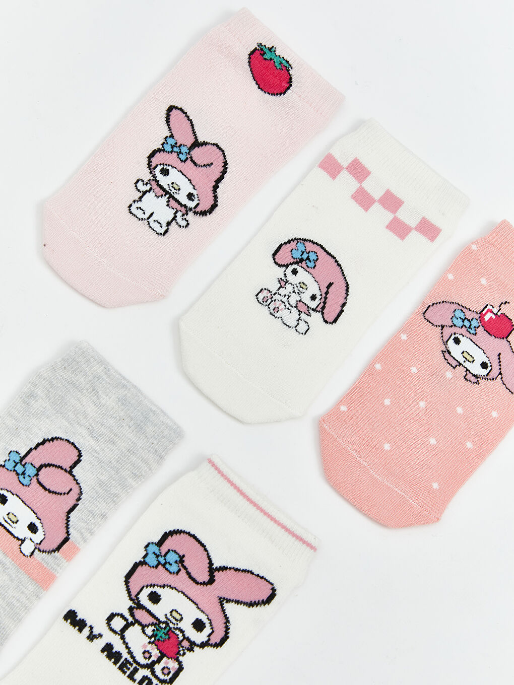 Pembe My Melody Desenli Kız Çocuk Patik Çorap 5'li-2
