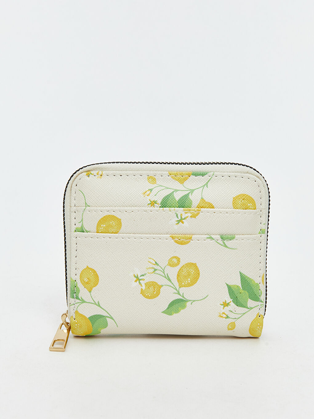 Ekru Limon Baskılı Kadın Cüzdan