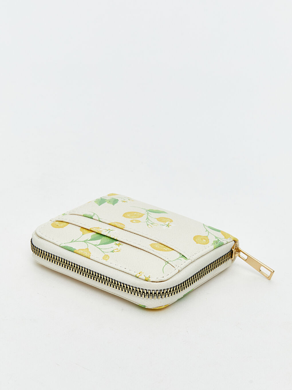 Ekru Limon Baskılı Kadın Cüzdan-1