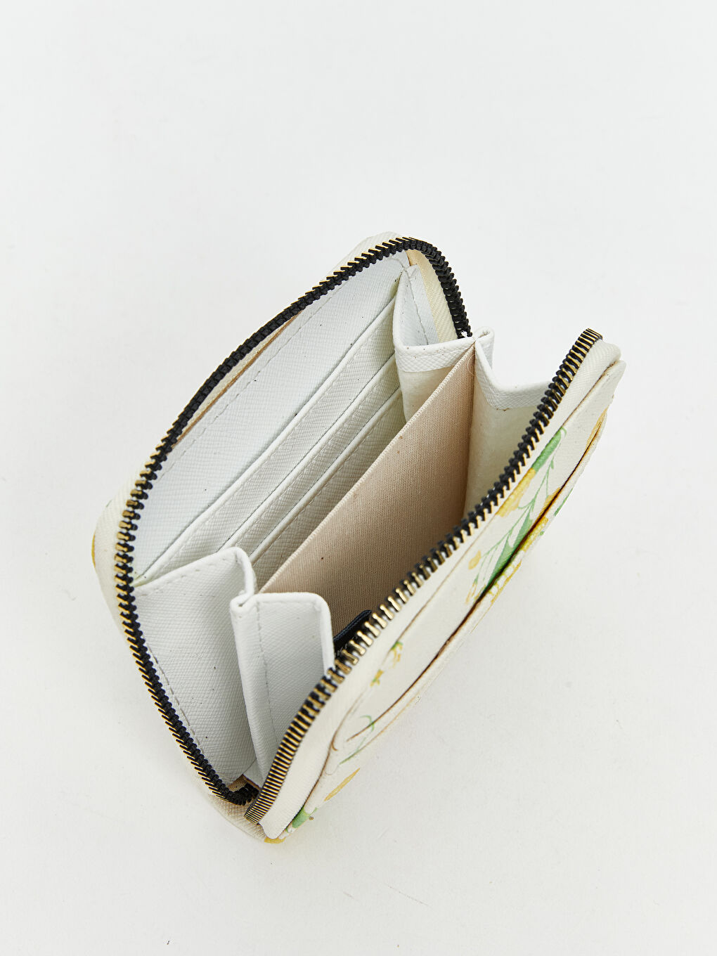 Ekru Limon Baskılı Kadın Cüzdan-2