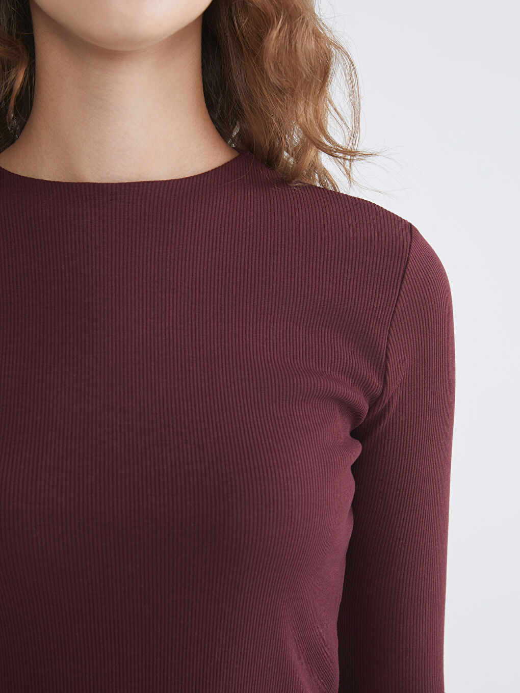 Bordo Bisiklet Yaka Kadın Body-2