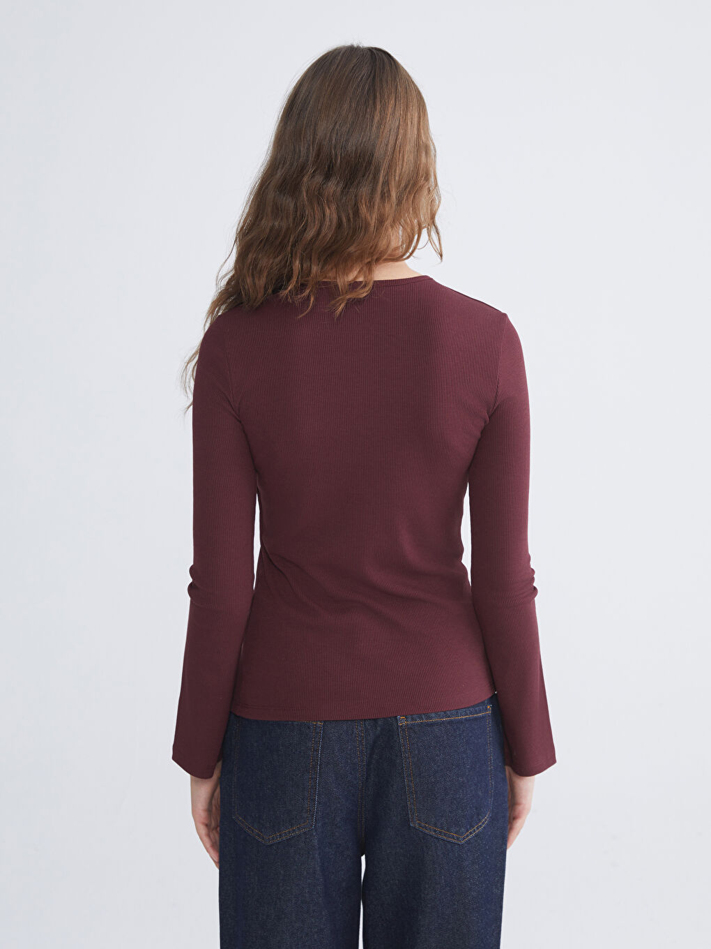 Bordo Bisiklet Yaka Kadın Body-3