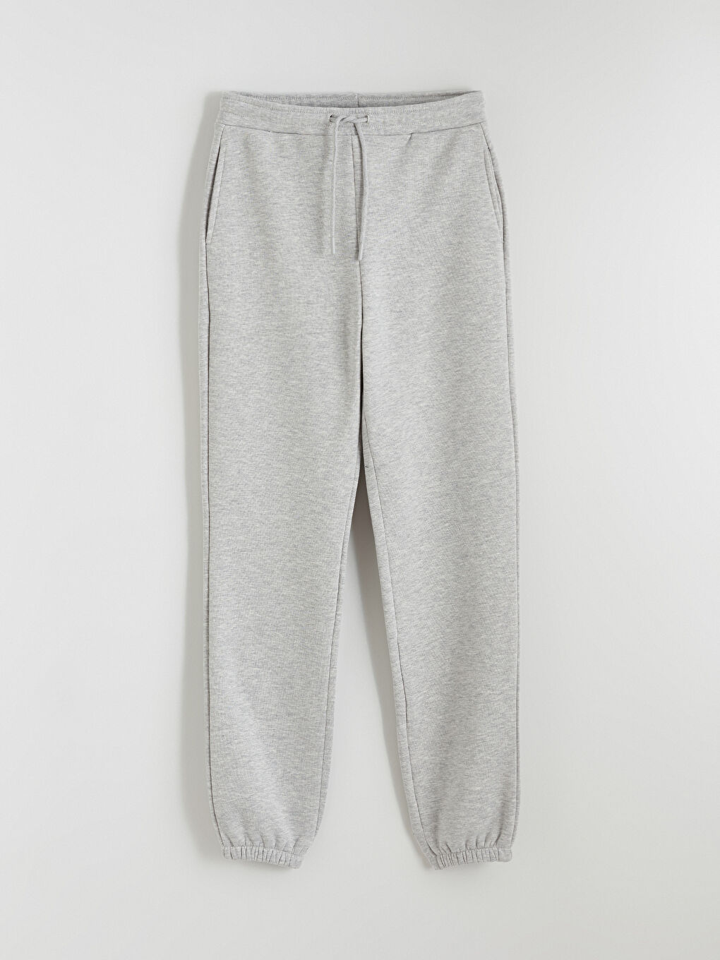 Gri Beli Lastikli Kadın Jogger Eşofman Altı-4