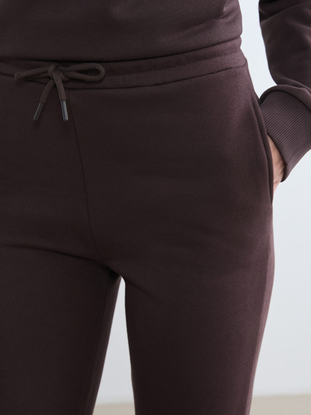 Kahverengi Beli Lastikli Kadın Jogger Eşofman Altı-2