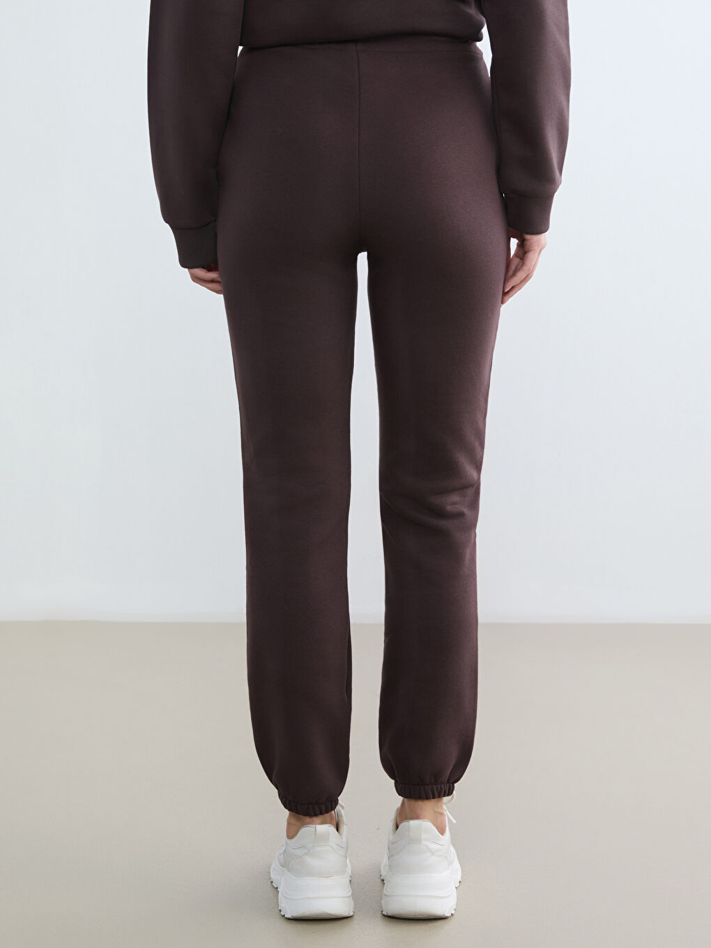 Kahverengi Beli Lastikli Kadın Jogger Eşofman Altı-3