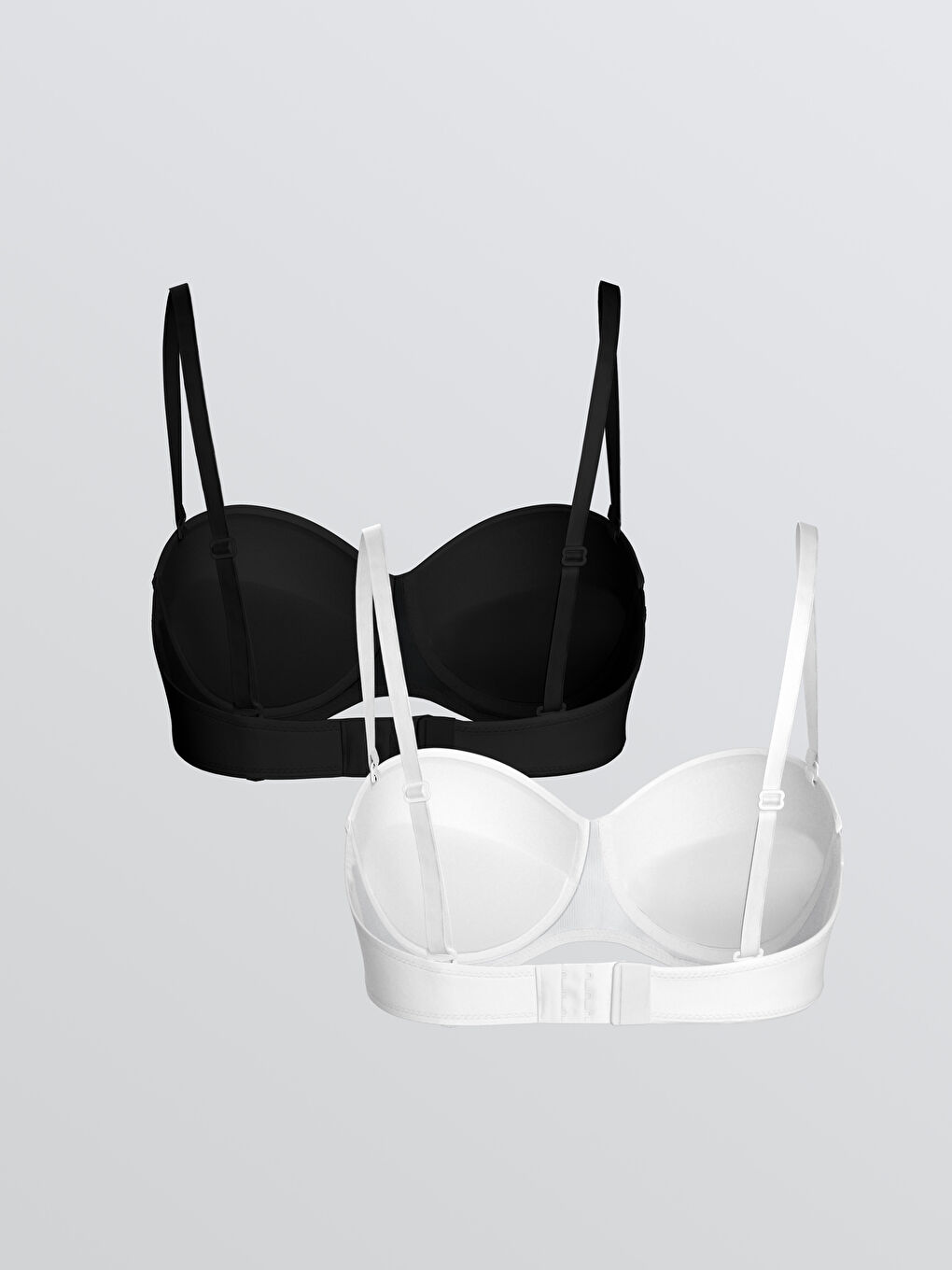 Siyah Balenli Yarım Dolgulu Straplez Sütyen 2'li-1