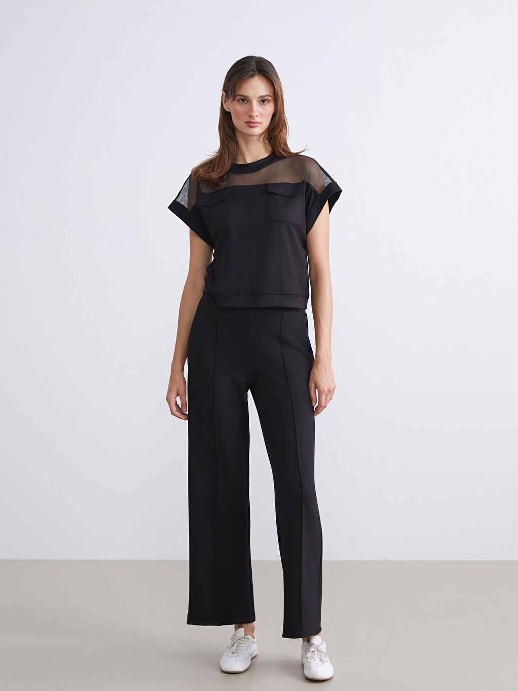 Siyah Bisiklet Yaka Bluz-1