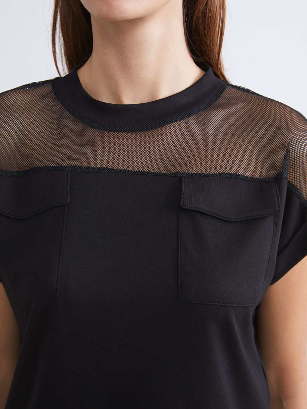 Siyah Bisiklet Yaka Bluz-2