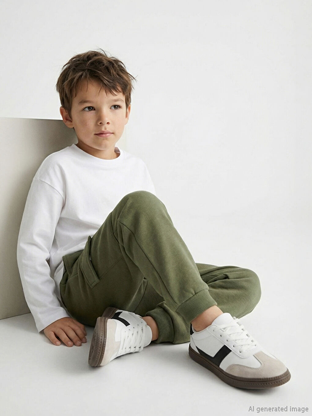 Haki Beli Lastikli Erkek Çocuk Jogger Eşofman Altı