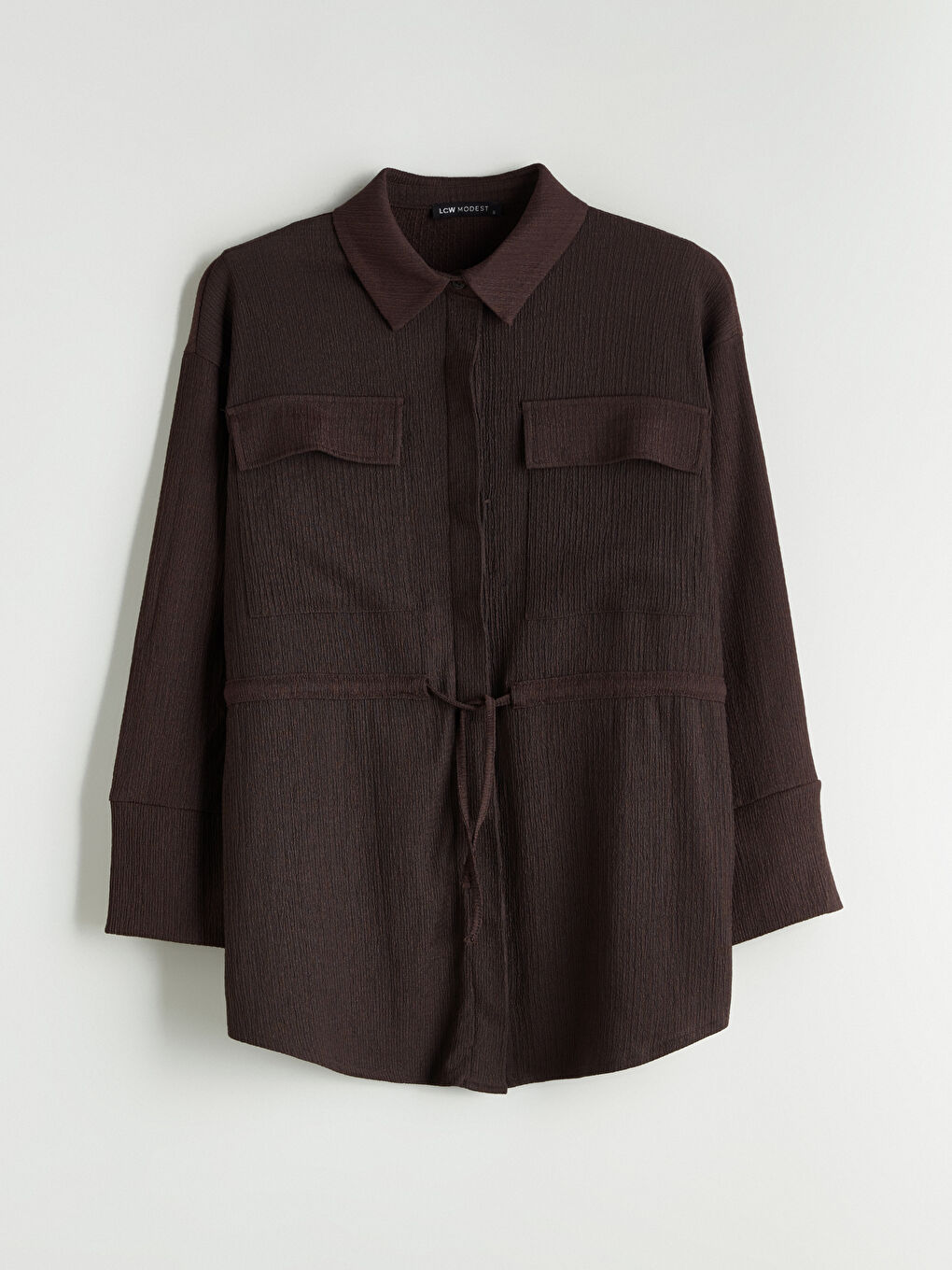 Kahverengi Dokulu Kadın Gömlek Tunik-4