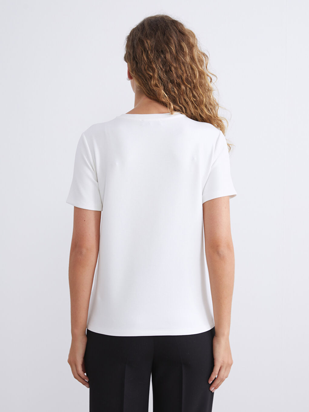LCWAIKIKI Classic Crew Neck Embroidered Women's T-Shirt -W5KF25Z8-R9J