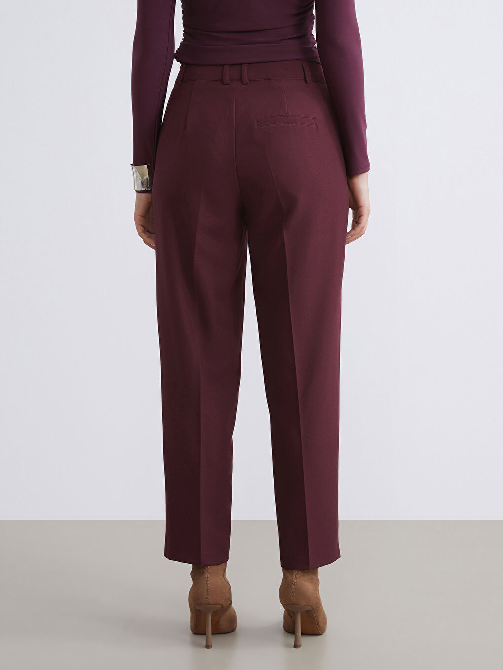 Bordo Standart Fit Kadın Pantolon-3